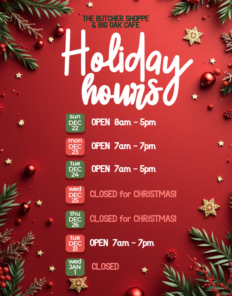 Holiday Hours 2024 – The Butcher Shoppe